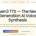 Qwen3 TTS official website homepage showing the product interface and primary workflow